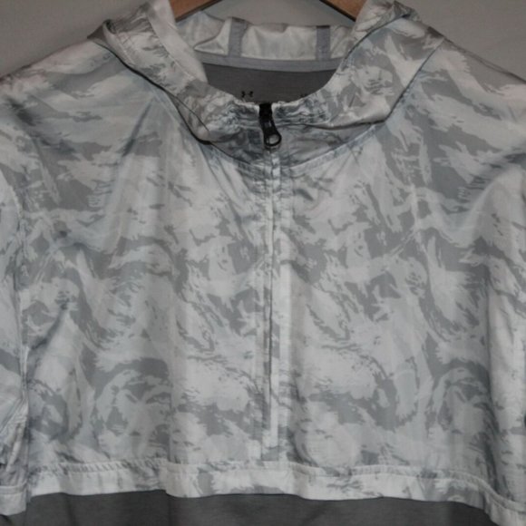 Under Armour Sportstyle Wind Anorak White Gray Hooded Pullover Large H11990 - Picture 3 of 11